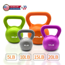 Load image into Gallery viewer, 10lbs Kettlebell Set, Strength Training Kettlebells Weight Set For Women, Vinyl Coated Kettle Bell For Home Gym Workout Weight Lifting Equipment, Comfortable Grip Wide Handle Weights