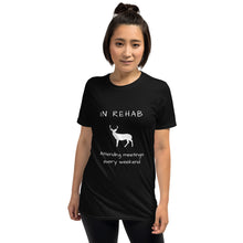 Load image into Gallery viewer, in Rehab deer (white print) Short-Sleeve Unisex T-Shirt by Knotted Physio
