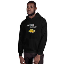 Load image into Gallery viewer, Gone Fishing/ to Therapy Unisex Hoodie by Knotted Physio