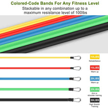 Load image into Gallery viewer, 11Pcs Resistance Bands Set Fitness Workout Tubes Exercise Tube Bands

