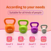 Load image into Gallery viewer, 10lbs Kettlebell Set, Strength Training Kettlebells Weight Set For Women, Vinyl Coated Kettle Bell For Home Gym Workout Weight Lifting Equipment, Comfortable Grip Wide Handle Weights
