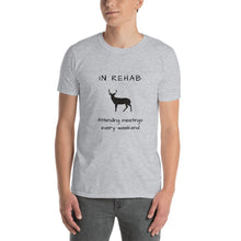 Load image into Gallery viewer, In Rehab deer (black print)Short-Sleeve Unisex T-Shirt by Knotted Physio
